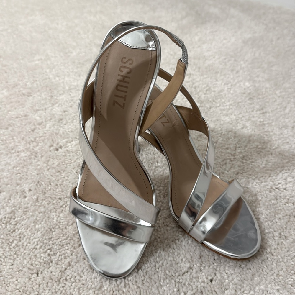 SCHUTZ Metallic Leather Slingback